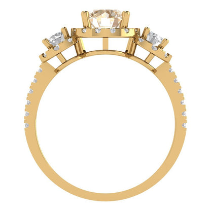 1.46 cttw Natural Morganite Three-Stone Engagement Ring - Solid Gold (Round Cut,6.0mm)