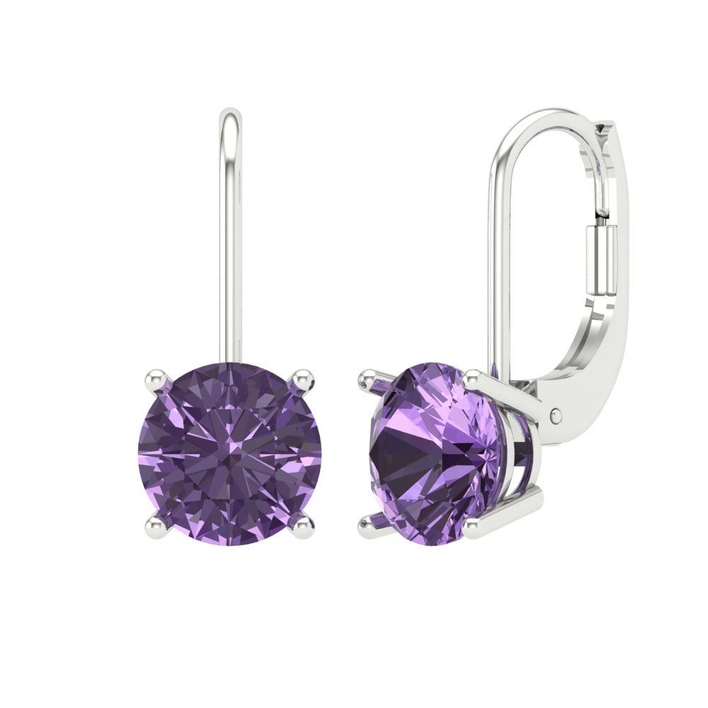 4cttw Alexandrite Gold-Plated 925 Silver Lever Back Drop Dangle Earrings