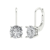 4 ct Brilliant Round Cut Drop Dangle Natural Diamond Stone Clarity SI1-2 Color I-J White Gold Earrings Lever Back