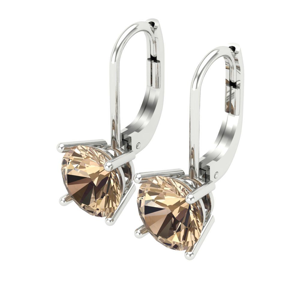4 ctw Yellow Moissanite Drop Dangle Earrings | 8.0mm Round Cut White Gold Lever Back | April Birthstone