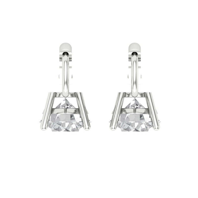 4 ct Brilliant Round Cut Drop Dangle Natural Diamond Stone Clarity SI1-2 Color I-J White Gold Earrings Lever Back