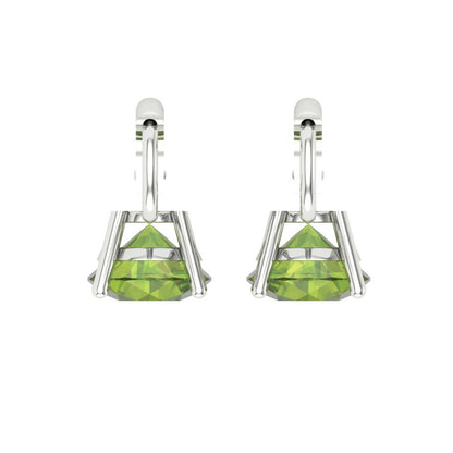 4 ctw Peridot Drop Dangle Earrings | 8.0mm Round Cut White Gold Lever Back | August Birthstone