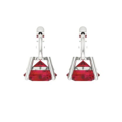 4 ctw Pink Tourmaline Drop Dangle Earrings | 8.0mm Round Cut White Gold Lever Back | April Birthstone