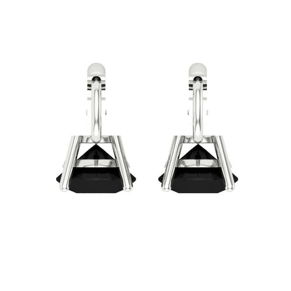 4 ctw Onyx Drop Dangle Earrings | 8.0mm Round Cut White Gold Lever Back | July Birthstone