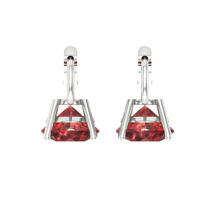 4 ctw Garnet Drop Dangle Earrings | 8.0mm Round Cut White Gold Lever Back | January Birthstone