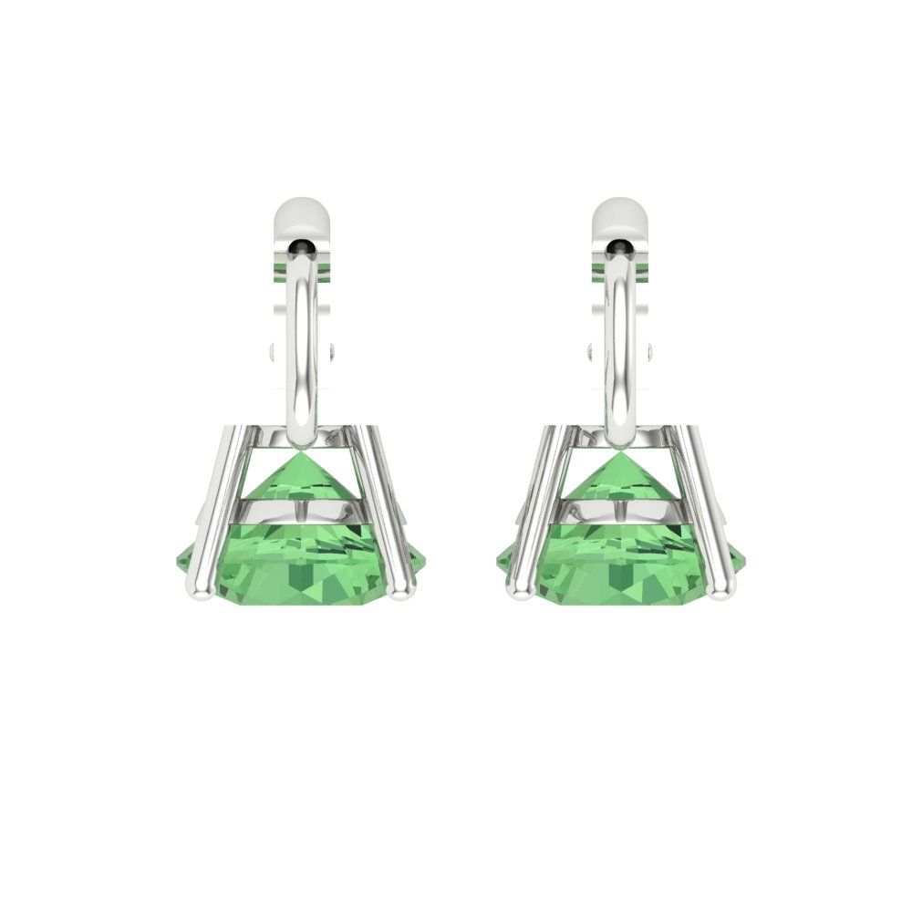 4 ctw Green Zirconia Drop Dangle Earrings | 8.0mm Round Cut White Gold Lever Back | April Birthstone