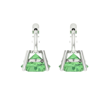 4 ctw Green Zirconia Drop Dangle Earrings | 8.0mm Round Cut White Gold Lever Back | April Birthstone