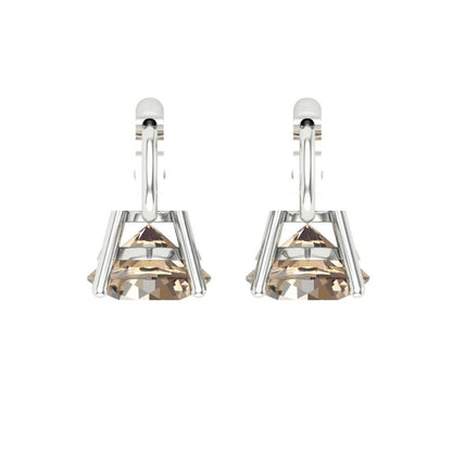 4 ctw Yellow Moissanite Drop Dangle Earrings | 8.0mm Round Cut White Gold Lever Back | April Birthstone