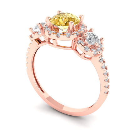 1.46 cttw Natural Citrine Three-Stone Engagement Ring - Solid Gold (Round Cut,6.0mm)