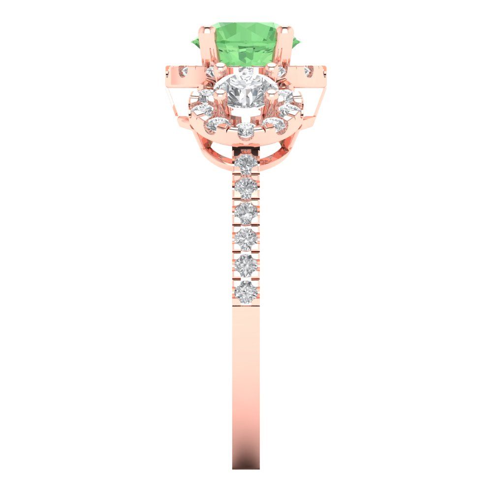 1.46 cttw Zirconia Simulated Green Diamond Three-Stone Engagement Ring - Solid Gold (VVS1, Round Cut,6.0mm)