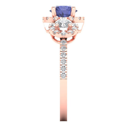 1.46 cttw Simulated Tanzanite Three-Stone Engagement Ring - Solid Gold (Round Cut,6.0mm)