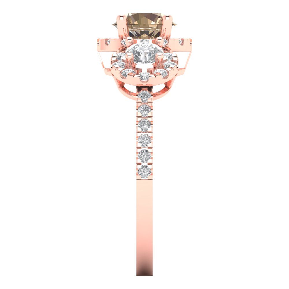 1.46 cttw Yellow Moissanite Three-Stone Engagement Ring - Solid Gold (Round Cut,6.0mm)