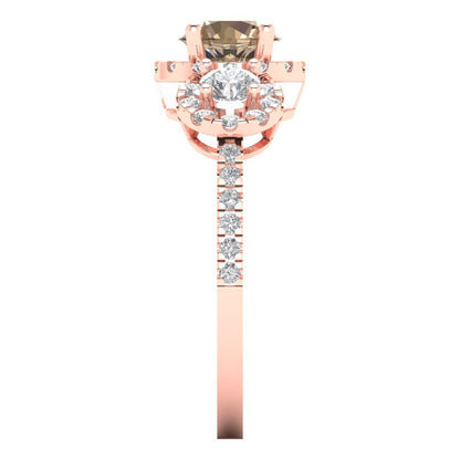 1.46 cttw Yellow Moissanite Three-Stone Engagement Ring - Solid Gold (Round Cut,6.0mm)