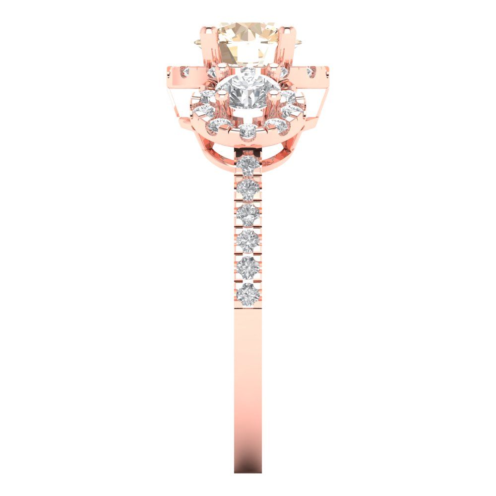 1.46 cttw Natural Morganite Three-Stone Engagement Ring - Solid Gold (Round Cut,6.0mm)