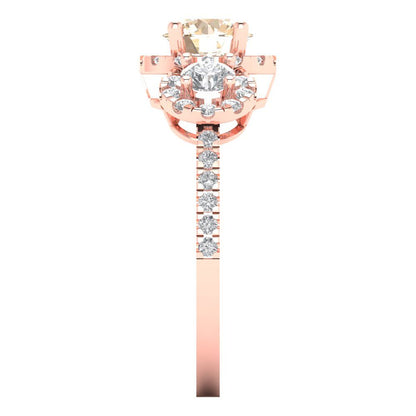 1.46 cttw Natural Morganite Three-Stone Engagement Ring - Solid Gold (Round Cut,6.0mm)