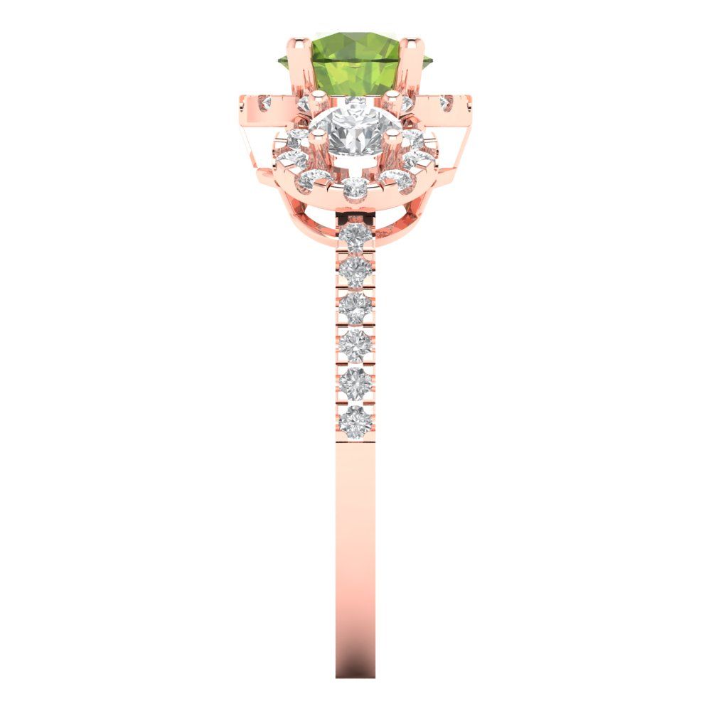 1.46 cttw Natural Peridot Three-Stone Engagement Ring - Solid Gold (Round Cut,6.0mm)