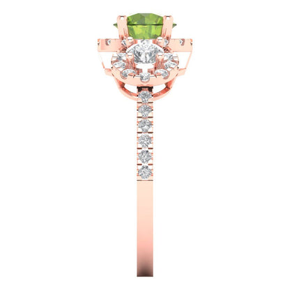 1.46 cttw Natural Peridot Three-Stone Engagement Ring - Solid Gold (Round Cut,6.0mm)