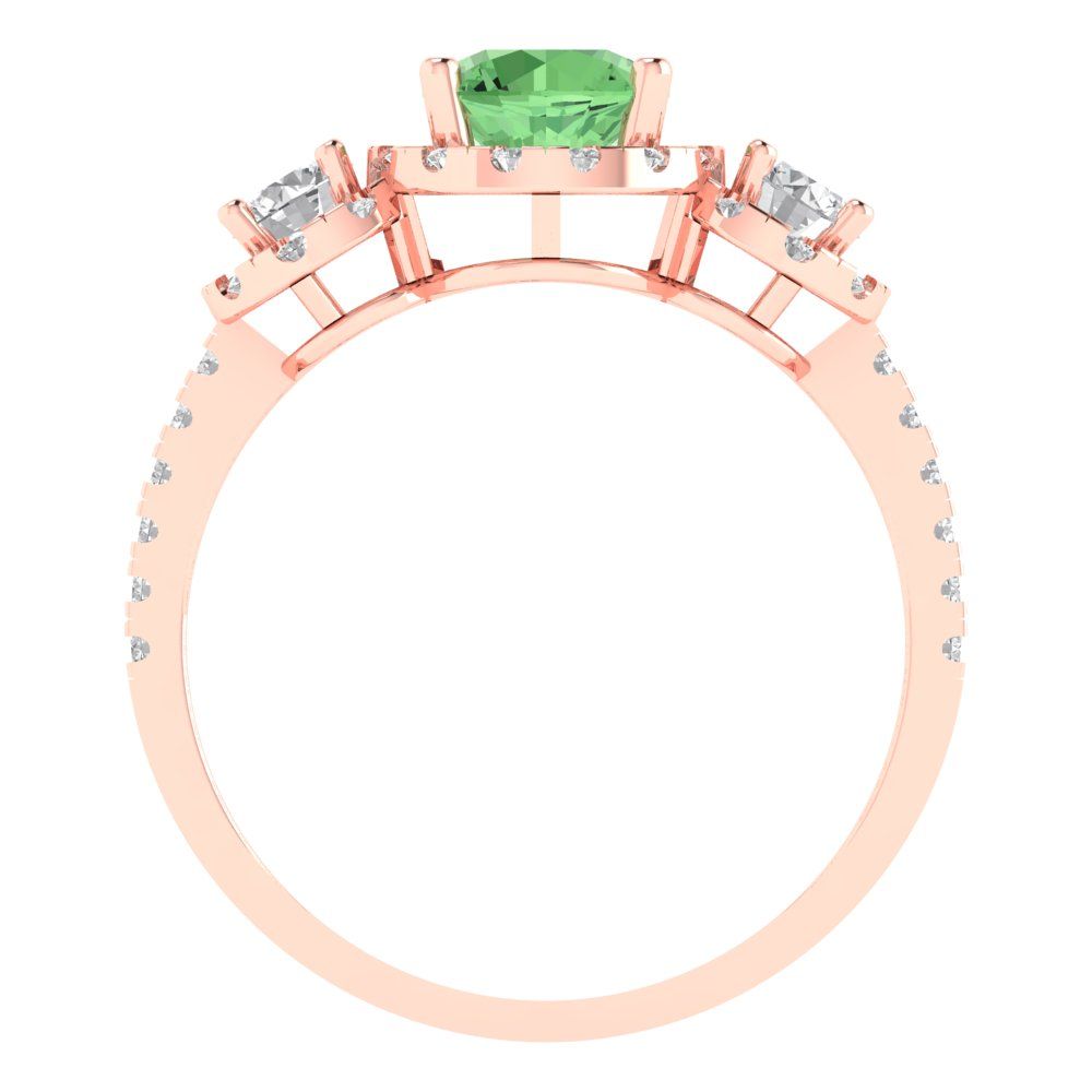 1.46 cttw Zirconia Simulated Green Diamond Three-Stone Engagement Ring - Solid Gold (VVS1, Round Cut,6.0mm)