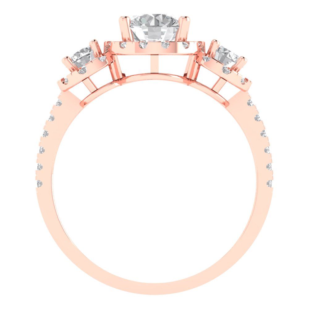 1.46 cttw Certified Moissanite Three-Stone Engagement Ring - Solid Gold (VVS1, D-F,Round Cut,6.0mm)