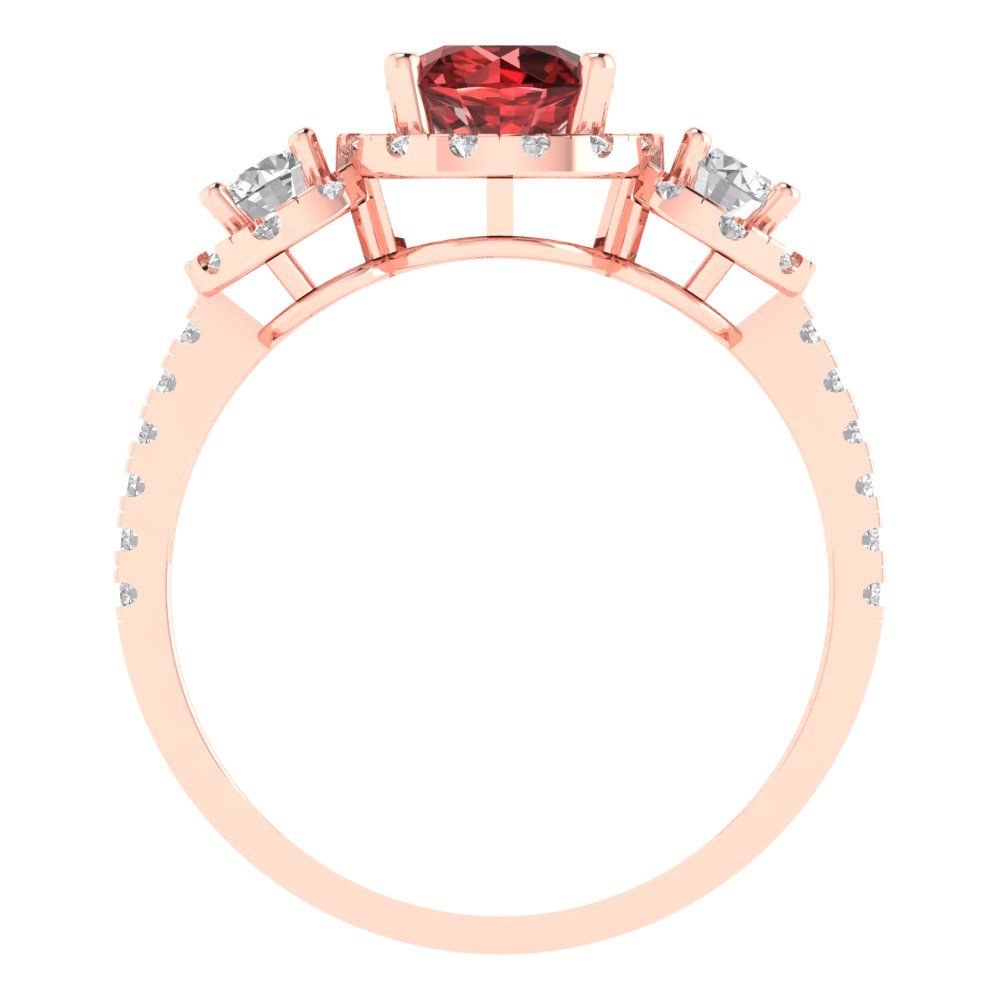 1.46 cttw Natural Garnet Three-Stone Engagement Ring - Solid Gold (Round Cut,6.0mm)