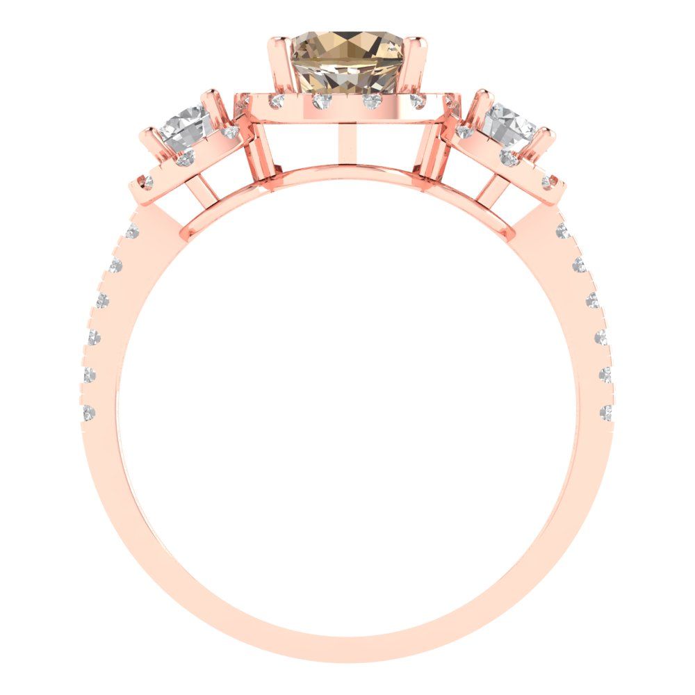 1.46 cttw Yellow Moissanite Three-Stone Engagement Ring - Solid Gold (Round Cut,6.0mm)