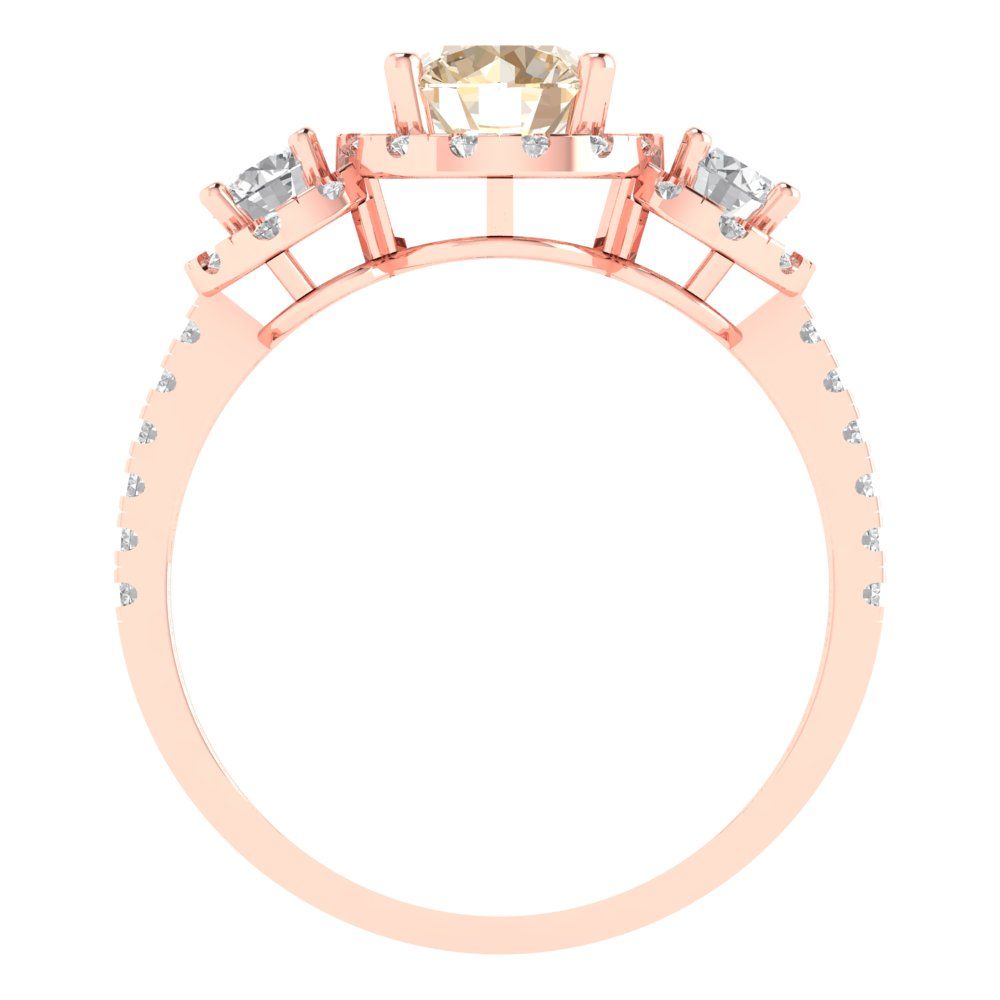 1.46 cttw Natural Morganite Three-Stone Engagement Ring - Solid Gold (Round Cut,6.0mm)