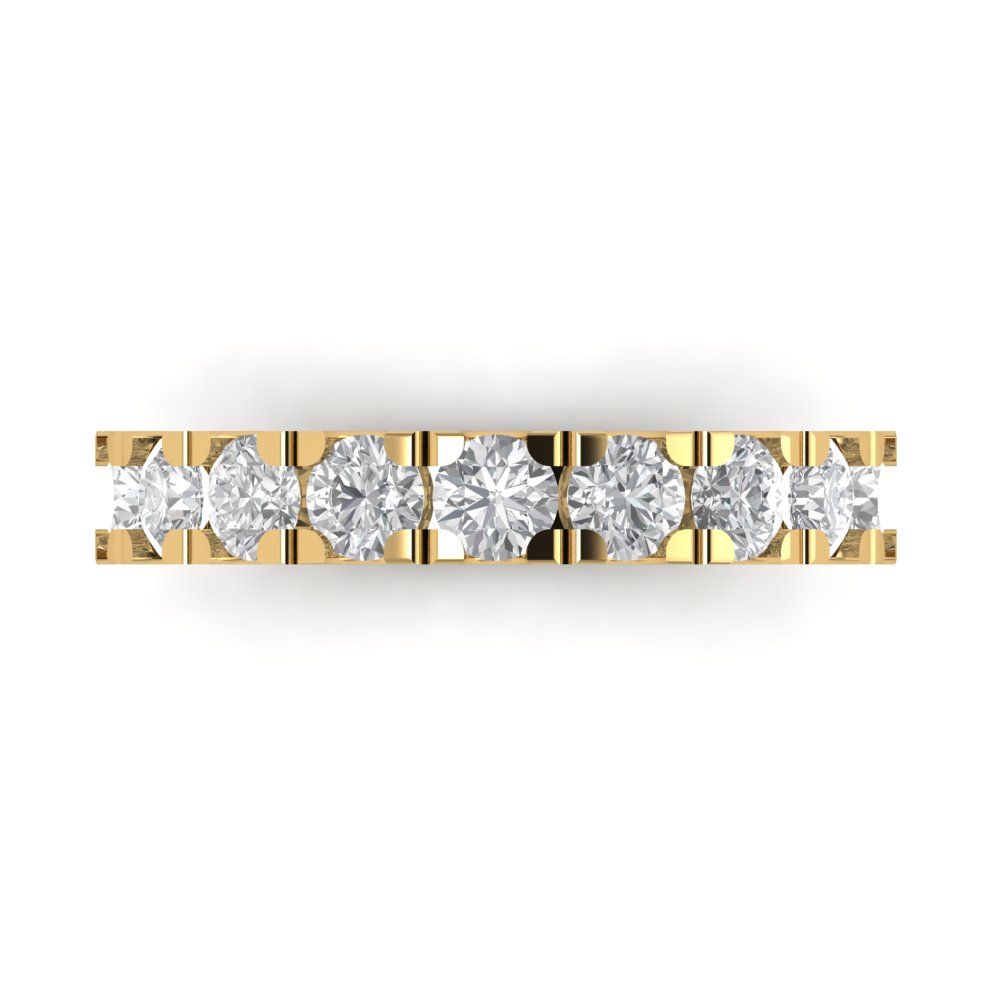 1.53 cttw Simulated Diamond Round Cut Yellow Gold Eternity Wedding Band