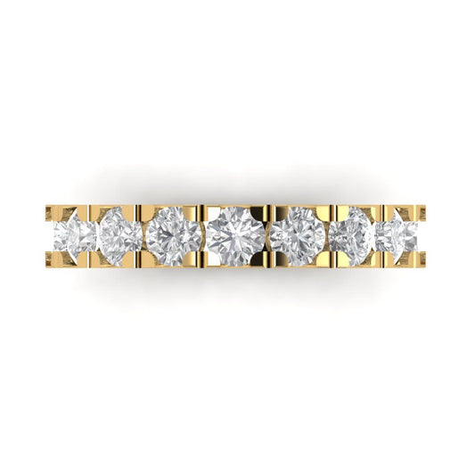 1.53 cttw Simulated Diamond Round Cut Yellow Gold Eternity Wedding Band