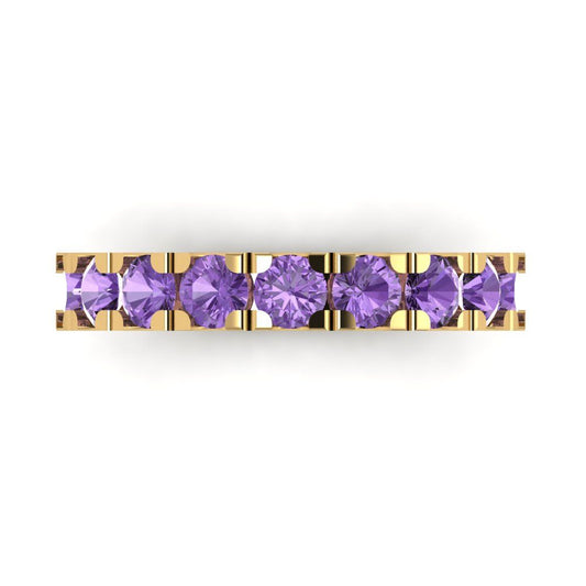 1.53 cttw Simulated Alexandrite Round Cut Yellow Gold Eternity Wedding Band