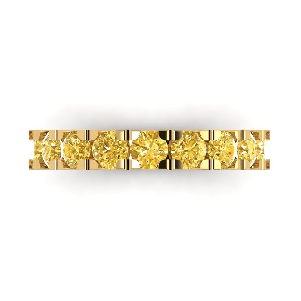 1.53 cttw Natural Citrine Round Cut Yellow Gold Eternity Wedding Band