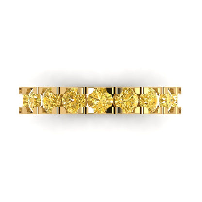 1.53 cttw Natural Citrine Round Cut Yellow Gold Eternity Wedding Band