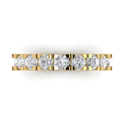 1.53 cttw Moissanite Round Cut Yellow Gold Eternity Wedding Band