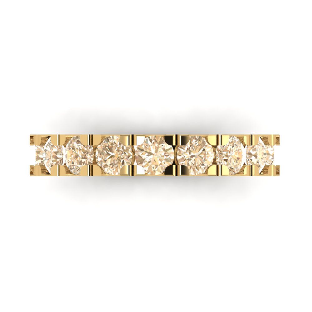 1.53 cttw Natural Morganite Round Cut Yellow Gold Eternity Wedding Band