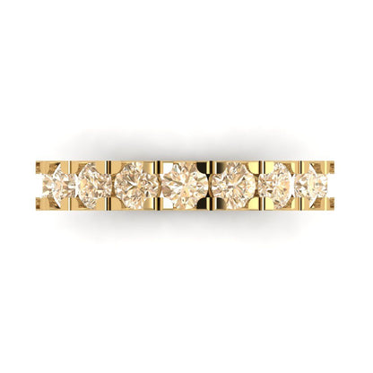 1.53 cttw Natural Morganite Round Cut Yellow Gold Eternity Wedding Band