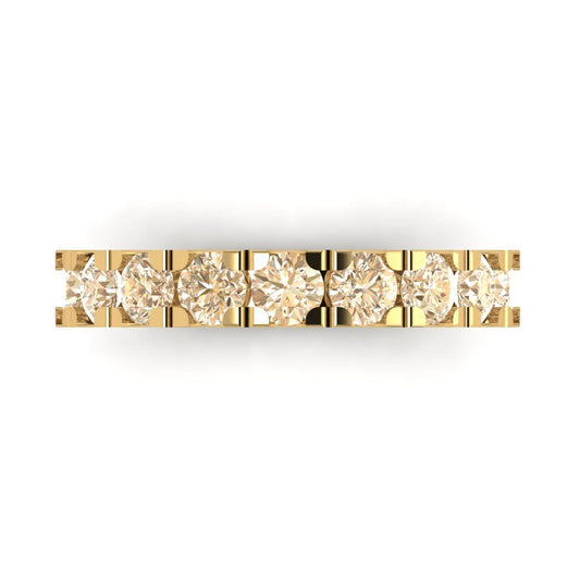 1.53 cttw Natural Morganite Round Cut Yellow Gold Eternity Wedding Band