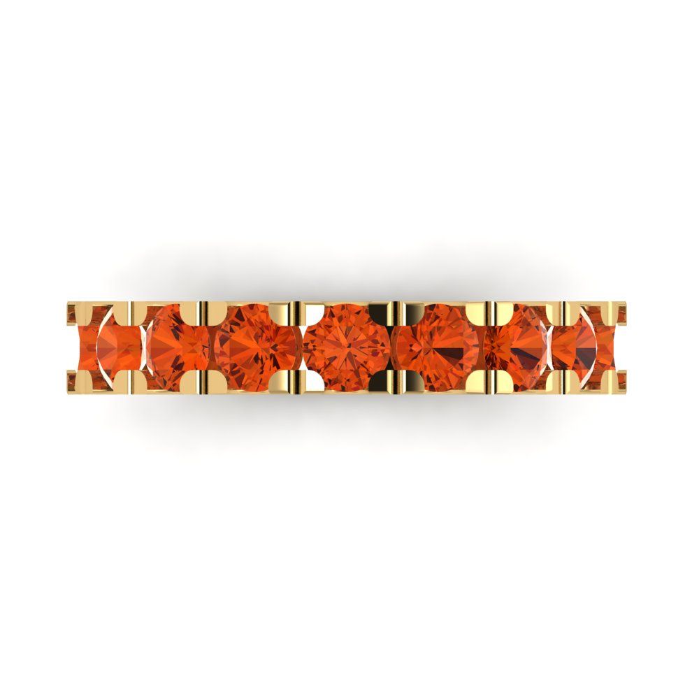 1.53 cttw Simulated Red Diamond Round Cut Yellow Gold Eternity Wedding Band