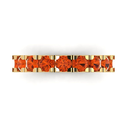 1.53 cttw Simulated Red Diamond Round Cut Yellow Gold Eternity Wedding Band