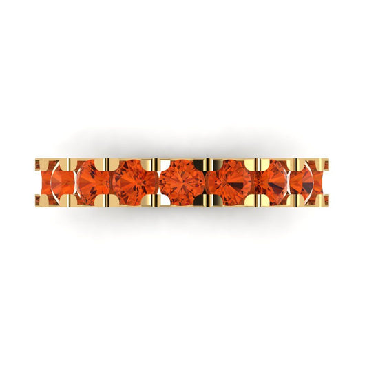 1.53 cttw Simulated Red Diamond Round Cut Yellow Gold Eternity Wedding Band