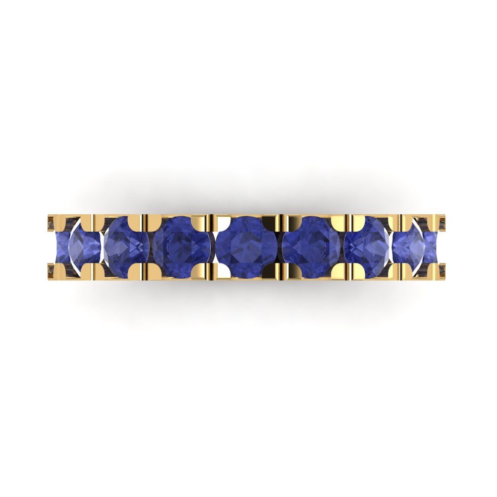 1.53 cttw Simulated Tanzanite Round Cut Yellow Gold Eternity Wedding Band