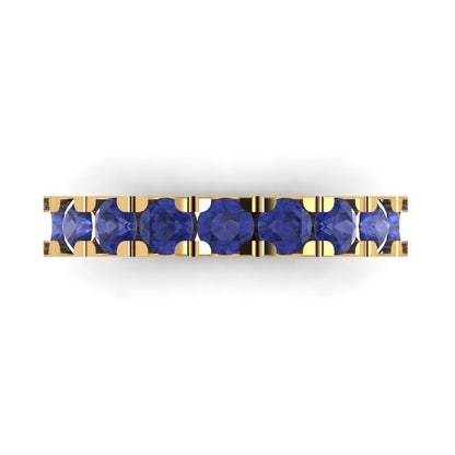 1.53 cttw Simulated Tanzanite Round Cut Yellow Gold Eternity Wedding Band