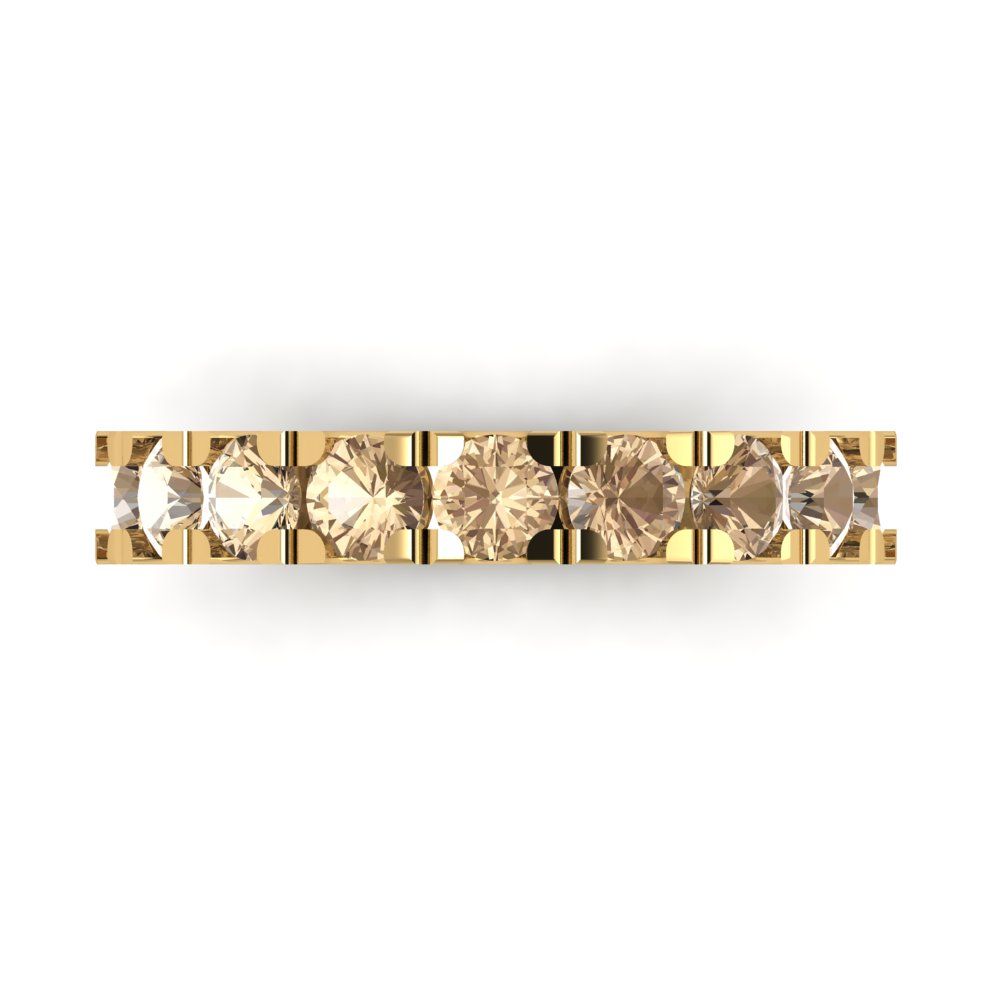 1.53 cttw Yellow Moissanite Round Cut Yellow Gold Eternity Wedding Band
