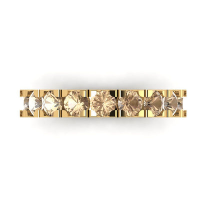 1.53 cttw Yellow Moissanite Round Cut Yellow Gold Eternity Wedding Band