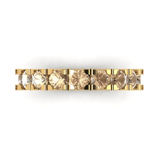 1.53 cttw Yellow Moissanite Round Cut Yellow Gold Eternity Wedding Band