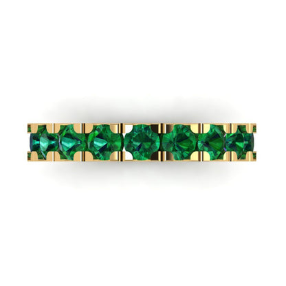 1.53 cttw Simulated Emerald Round Cut Yellow Gold Eternity Wedding Band