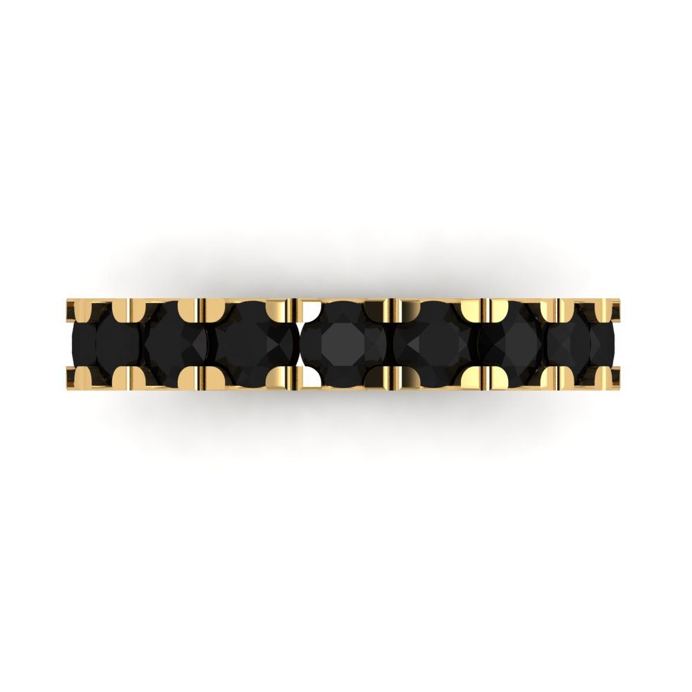 1.53 cttw Natural Onyx Round Cut Yellow Gold Eternity Wedding Band