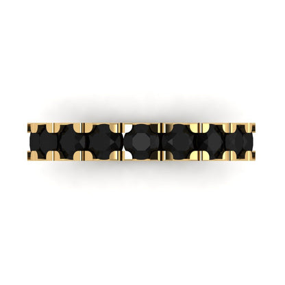 1.53 cttw Natural Onyx Round Cut Yellow Gold Eternity Wedding Band