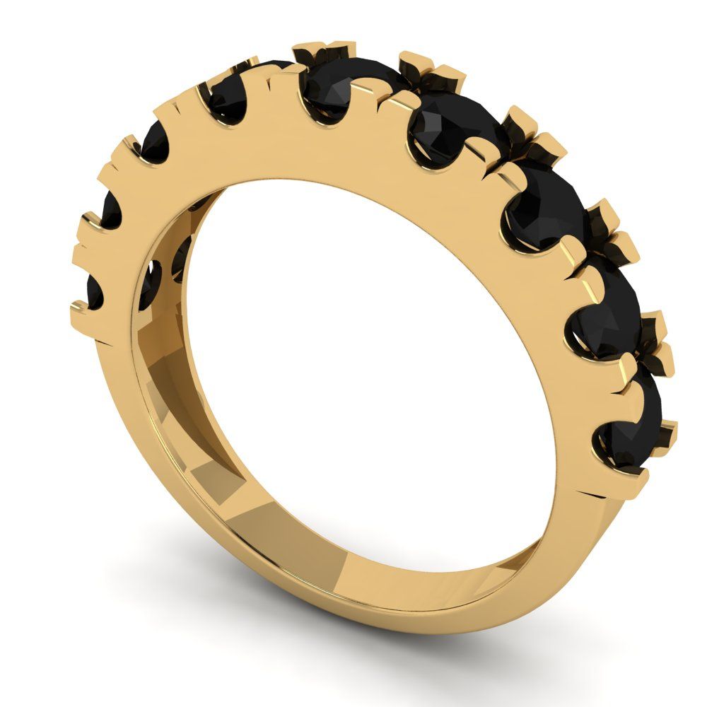 1.53 cttw Natural Onyx Round Cut Yellow Gold Eternity Wedding Band