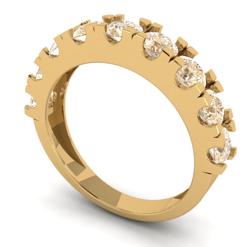 1.53 cttw Natural Morganite Round Cut Yellow Gold Eternity Wedding Band