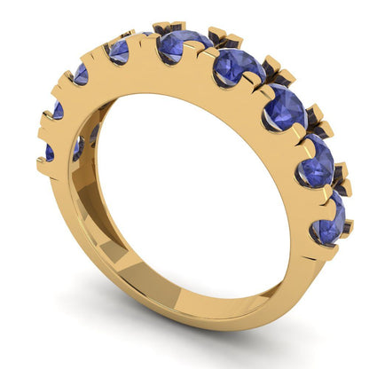 1.53 cttw Simulated Tanzanite Round Cut Yellow Gold Eternity Wedding Band