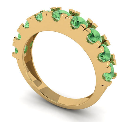 1.53 cttw Simulated Green Diamond Round Cut Yellow Gold Eternity Wedding Band